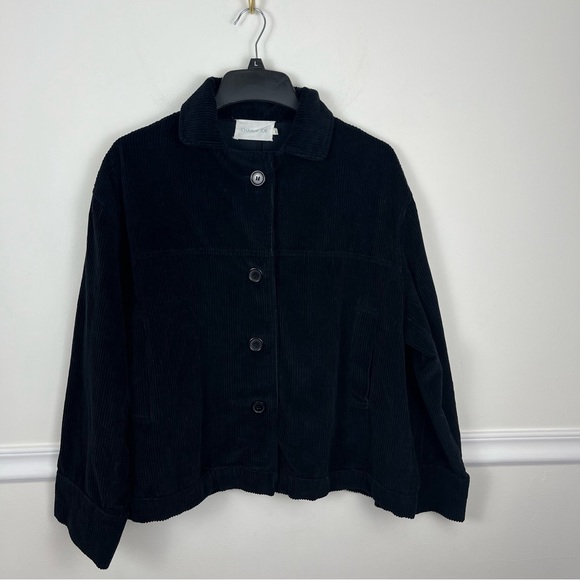 Charlie Joe Black Lexus Ribbed Corduroy Chore Jacket 100% Cotton Boxy M - Picture 11 of 12